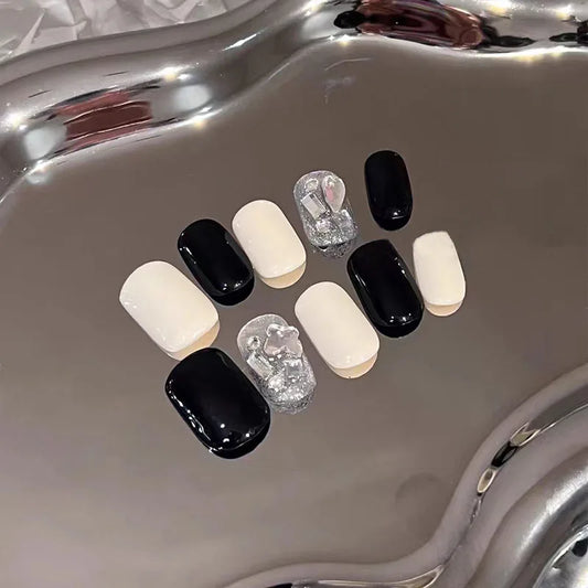 10 pcs Handmade Fake Nails Detachabled False Nails Tips Reusable Press On Nails Coffin Manicure Art