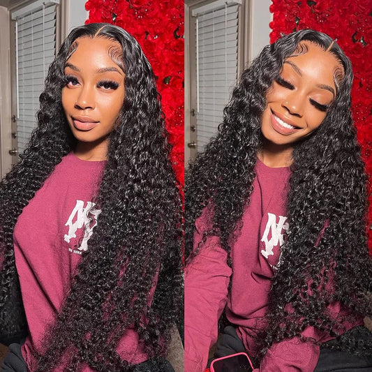Chocolate Brown Deep Wave Lace Frontal Wig Colored Human Hair Wigs Natural Black Deep Wave Lace Front Wig Brazilian Curly Wig