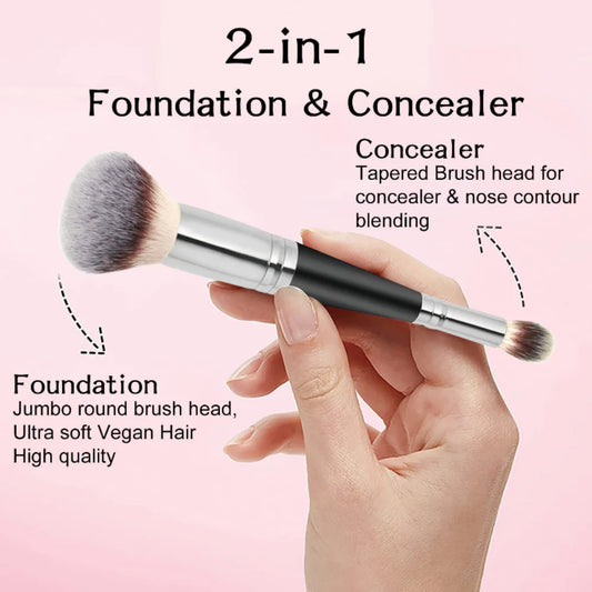 Double Head Professional Makeup Brushes 2 In 1 Foundation Brush Concealer Highlighter Powder Blush Brush Beauty Make Up Tools