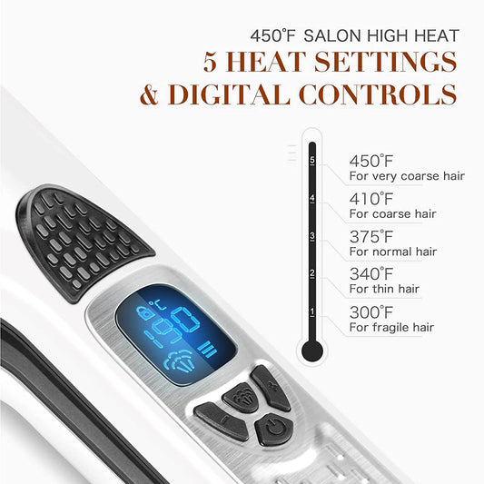 Professional Hair Straightener Heating Hot Hair Combs Dual Voltage Titanium Curling Iron Steam Flat Iron Hair Wide Plates Tools