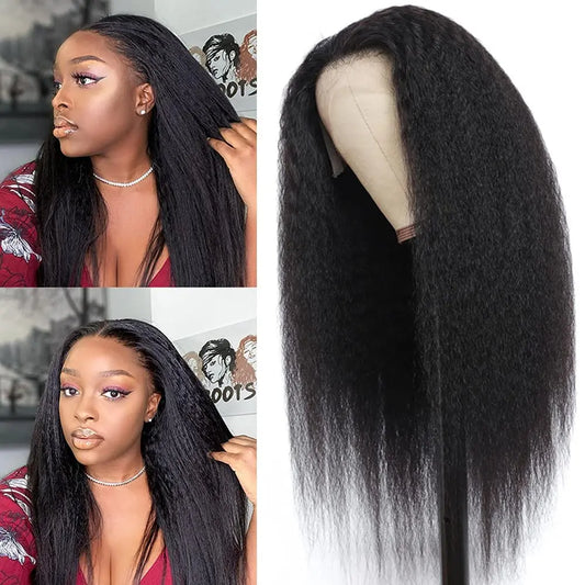 30 32 Inch 13X4 Yaki Kinky Straight Lace Front Human Hair Wigs Mongolian Lace Closure Wigs For Women Pre Plucked Lace Front Wig