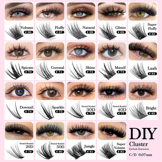 DIY Clusters Eyelash Extension Dovetail Segmented Lashes 48 Volume Natural Segmented Eyelashes Bundles