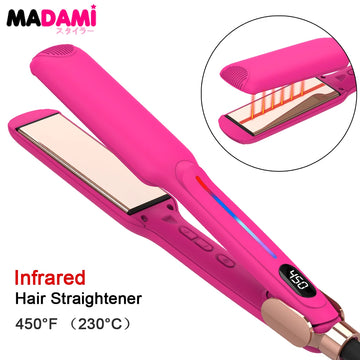 Infrared Hair Straightener Curler Titanium Plate Fast Heating Flat Iron 230℃ / 450°F Professional Salon Styling Tool 110V-240V