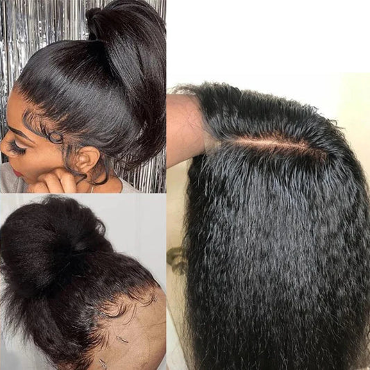 Short Glueless Wigs Ready To Wear Kinky Straight Human Hair Bob Wigs For Women Yaki HD Lace Frontal Brazilian Remy Hair Wigs