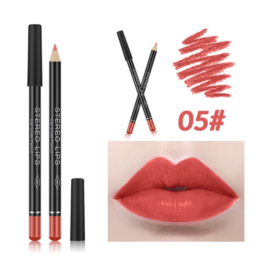 12 Colors Sexy Matte Lip Liner Lipstick Pen Fashion Long Lasting Pigments Waterproof Beauty Makeup Color Optional TSLM1