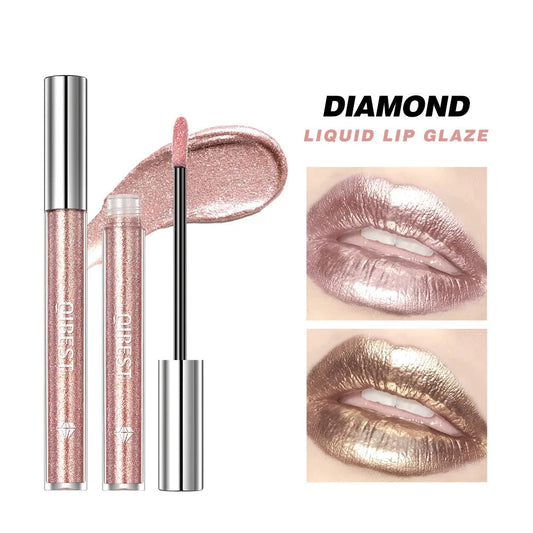 Shimmer Lip Gloss Waterproof Long Lasting Silver Gold Color Lip Tint Glitter Liquid Eyeshadow Womon Beauty Makeup Cosmetic