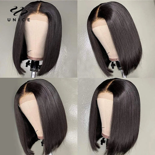 Unice Hair 13x4 Lace Front Human Hair Wigs Blunt Cut Bob Wigs 4x4 Lace Closure Wig Short Bob Wigs Deals for Women