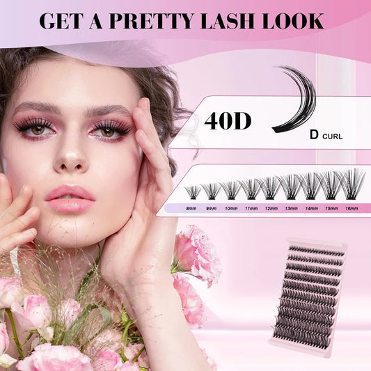 Bond and Seal Eyelashes 40D Individual lash extension with Glue Clusters Makeup tools DIY Lashes Extension kit for gluing Lashes