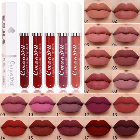 1PC Makeup Matte Nude Liquid Lipstick 18 Colors Waterproof Long Lasting Lip Gloss Sexy Red Pink Velvet Lipsticks Women Cosmetic