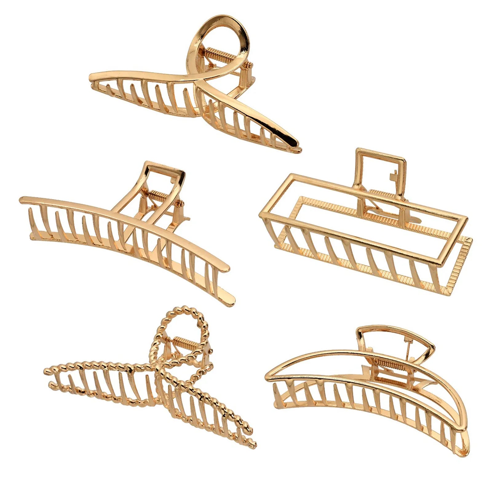 5 Pack large metal hair claw clips 4 inch big nonslip gold hair clamps hair accessories