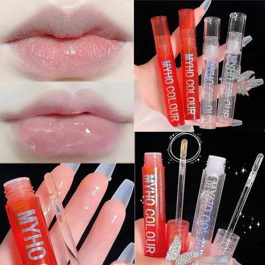 1/3pcs Watery Glitter Lip Oil Transparent Jelly Lip Glaze Colorless Moisturizing Lip Gloss Natural Lasting Lips Makeup Cosmetics
