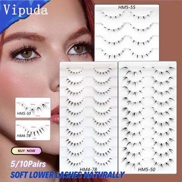 VIPUDA Lower Eyelashes Pack 5/10Pairs Under Eye Lashes individual Lashes Eyelash Strand Makeup Femme Free Shipping Korean Makeup