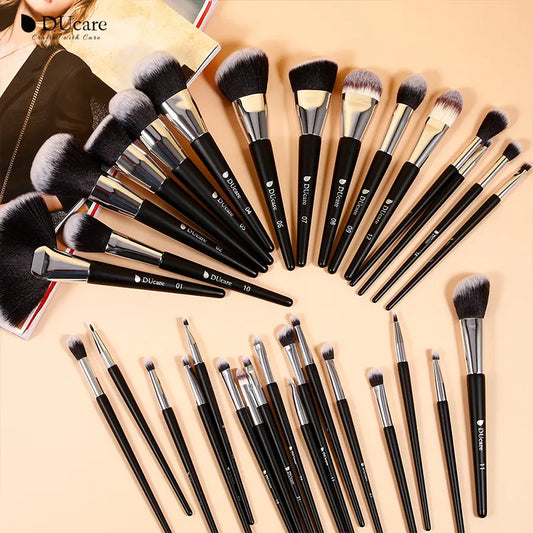DUcare Professional Makeup Brush Set 10-32Pc Brushes Makeup Kit Synthetic Hair Foundation Power Eyeshadows Blending Beauty Tools