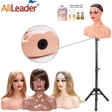 Mannequin Head With Shoulders White Brown Beige Realistic Mannequin Head For Wig Display Head Stand Skin Female Wig Heads
