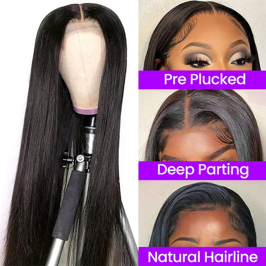 13x6 Straight Lace Front Wigs 32 Inches HD Transparent Lace Frontal Wig Remy Malaysian13x4 Straight Human Hair Wigs For Women