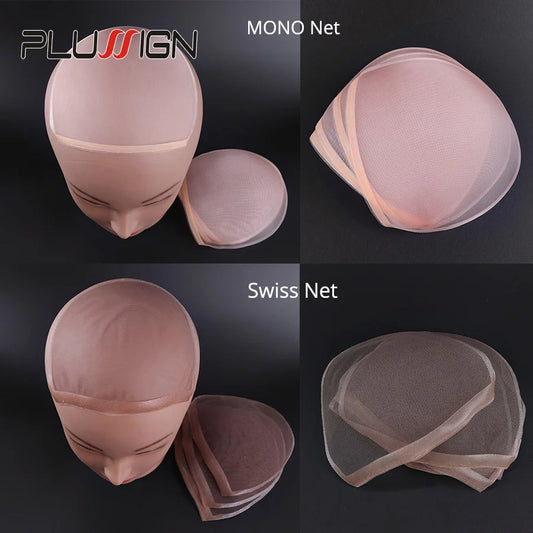 Plussign Mono Lace Front Wig Caps For Wig Making 1Pcs/Lot Brown Monofilament Wig Making Caps For Natural Hairline Swiss Laces