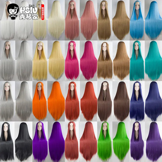 100cm cosplay Long Wig HSIU high temperature fiber Synthetic Wigs Cosplay Wigs Party Wigs 21 color