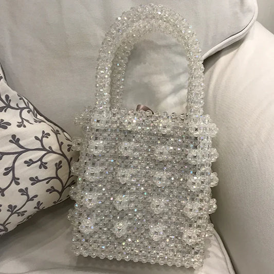 Crystal Lady Dinner Bag Handväska ins nisch Artificiell kristallvävande tung industri Pärla handväska namn påse
