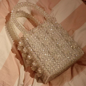 Crystal Lady Dinner Bag Handbag Ins Niche Artificial Crystal Weaving Heavy Industry Pearl Handbag Name Bag