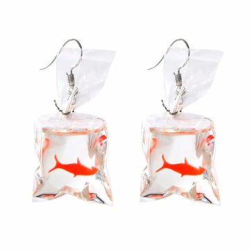 Fashion Creative Koi Fish Goldfish Bag Bagle Pendientes lindos Pendientes hechos a mano Joyas para mujeres