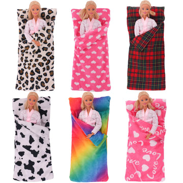 Barbies juldocka kläder sovsäckar plysch pyjamas accessoarer dockkläder för barbie docka & 1/6 bjd blythe doll flicka leksak