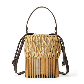 New Ins inclinação de saco de bambu de bambu feita à mão, saco de saco portátil de saco de férias portátil saco de ombro artesanal