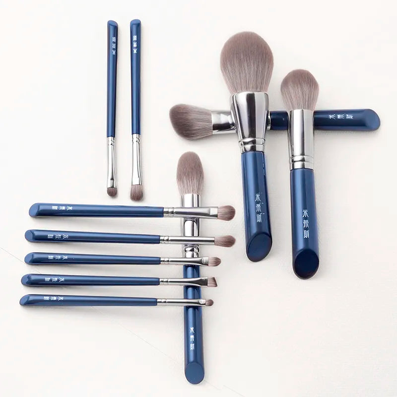 MyDestiny Azure Blue 11pcs Makeup Brush Set&Kit  Super Soft Fiber, High Quality Face&Eye Foundation Eyeshadow  Powder Brush