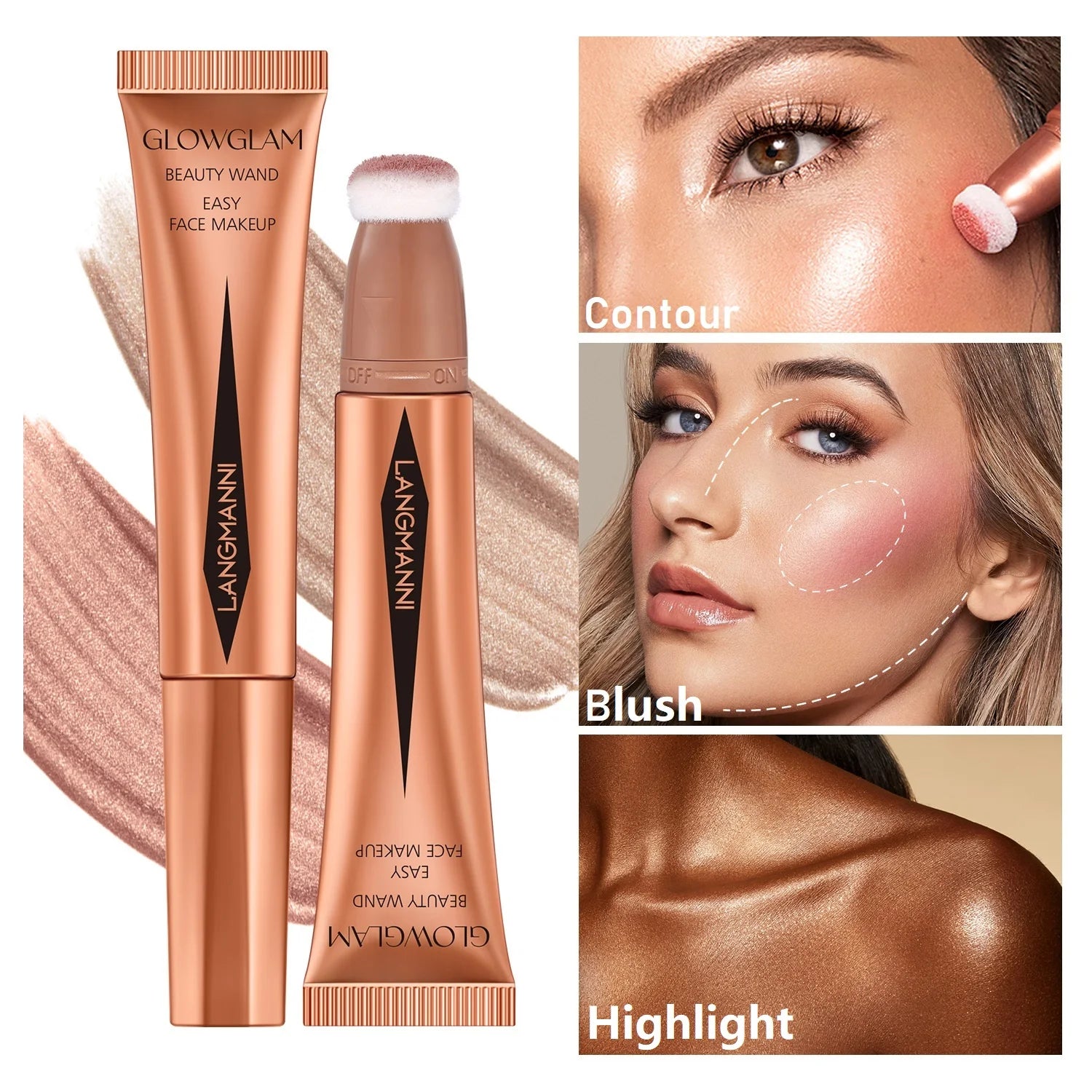 Blush Makeup Cheek Contour Highlight Face Cosmetic Blush Stick With Sponge Lasting Natural Liquid Blush Makeup For Women Product