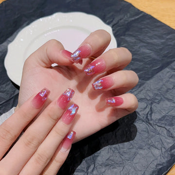Emmabeauty Handmade Press On Nails,Blush Ombre Color,Mediun T Shape,Natural Looking Style,Simple and Chic .No.EM19264
