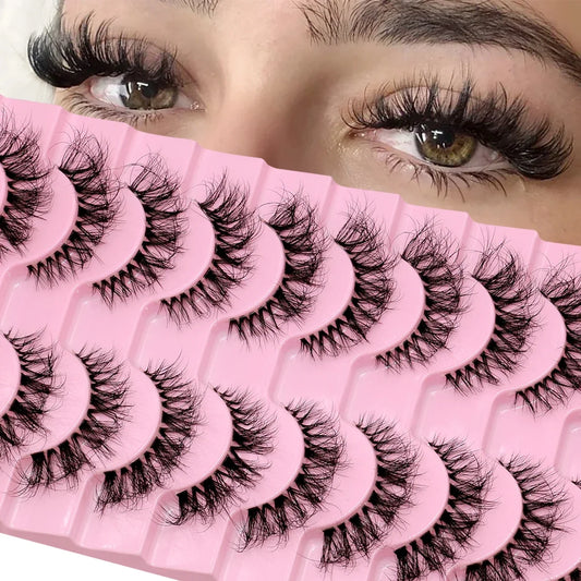 GROINNEYA 5/10 pairs Mink Eyelashes Invisible Band Natural False Eyelashes Cross Cluster Fairy 3D Faux Mink Lashes Extension