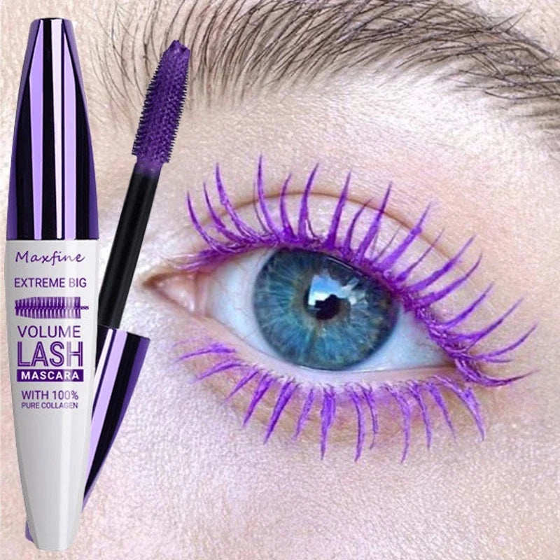 Colorful Matte Mascara 4D Silk Fiber Waterproof Lasting Curling Eyelashes Extension Black Purple Mascara Eyes Makeup Cosmetics