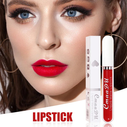 Sexy Long Lasting Velvet Matte Lip Gloss Liquid Lipstick Lip Makeup Women Beauty Red Nonstick Cup Waterproof Lip Gloss 18 Color