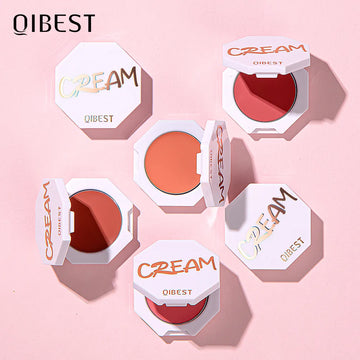 QIBEST 6 Color Blush Makeup Palette Red Rouge Lasting Natural Cream Cheek Contour Blusher Korean Comsmetic Cheek Tint Face Blush
