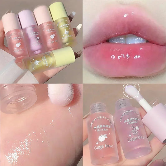 Fruity Crystal Jelly Lip Oil Hydrating Plumping Lip Coat for Lipstick Clear Lip Plumper Serum Tint Lips Care Makeup Cosmetic