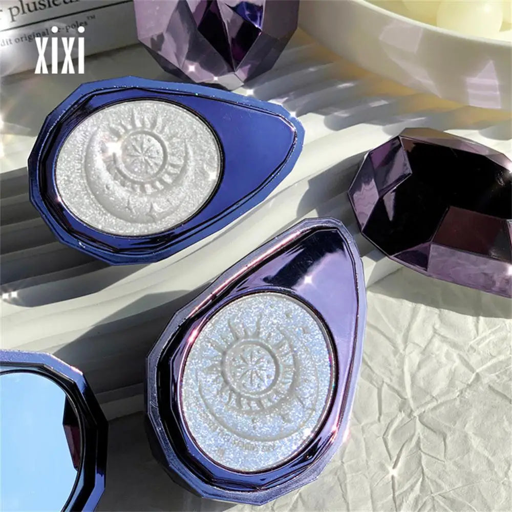 3D Embossed Diamond Highlighter White Purple Powder Pearlescent Luminizer Waterproof Face Makeup Illuminator Highlight Palette