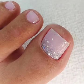 24 pezzi di paillette glitter sequestrate false unghie dei piedi indossabili per ragazze RIPUILI ACRILICO PIEDI PIED