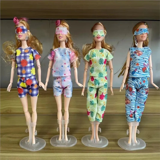 Doll Pyjamas Nightgown Daily Casual Wear Nightrowns Fit FR Doll Kurn Doll för Barbie 28-30 cm dolltillbehör Flickans DIY-leksaker