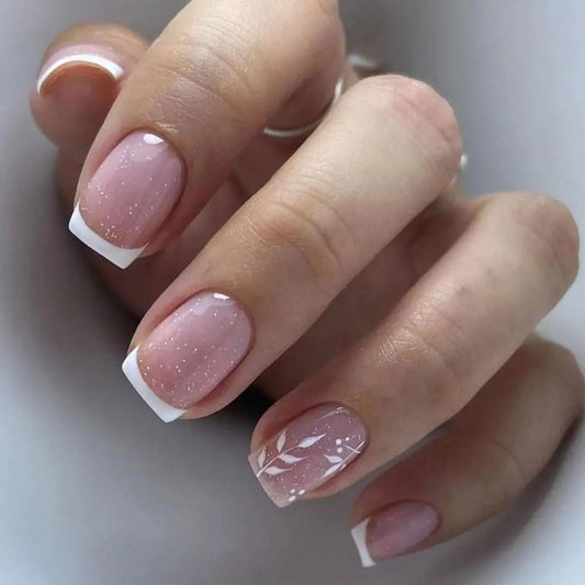 24 -st glitter valse nagels korte vierkante kop nep nagels druk op nagelpunten voor meisjes volledige deksel glitter eenvoudige acryl nagels patch