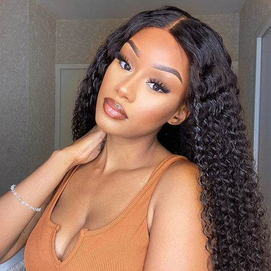 FEELSI 28 Inch Synthetic Long Middle Part Afro Kinky Curly Wigs for Black Women Cosplay Party High Temperature Synthetic Wig