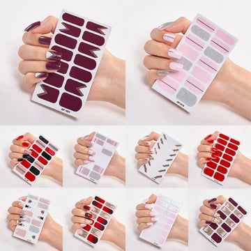 Adesivos de unhas de rosa brilhante, adesivo de unhas para mulheres adesivas de decoração coloridas para unhas Manicure Conjunto