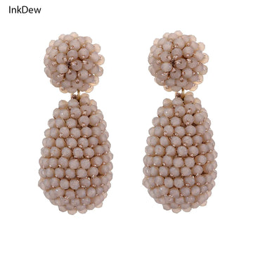 Inkdew Perlen große Ohrringe Wassertropfen Form Langes Ohrringe handgefertigtes Fadenkristallohrringe für Frauen Geschenk Oorbellen EA058