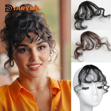 Curly Hair Bangs Synthetic Clip in Bangs Hair Extensions Natural Black Dark Brown Fringe Bang Light Brown Heat-Resistant Fiber