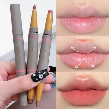 Matte Lipstick Pen Lip Liner Pencil Cosmetics Double Sided Waterproof Long Lasting Nude Pink Lip Liner Contouring Korean Makeup