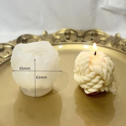 3D ullkulljusstake Diy Wool Ball Hemp Rope Aromaterapy Candle Silicone Mold Mousse Chocolate Cake Baking Mold