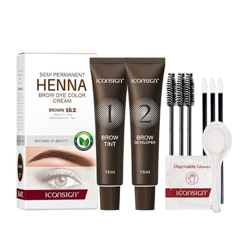 Henna Semi Permanent Eyelash Eyebrow Tint Kit 15 Minutes Fast Dye Eyelash Brow Waterproof Keep Long Lasting