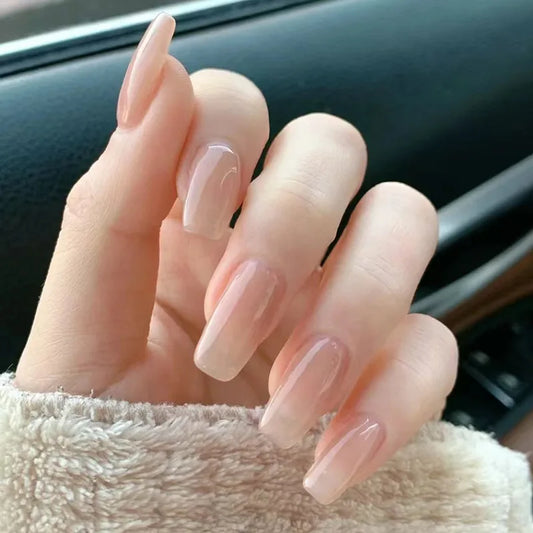 24 st rent nakna falska naglar enkla mellanlängda fyrkantiga falska nagel tips avtagbar färdig tryck på naglar manikyrverktyg