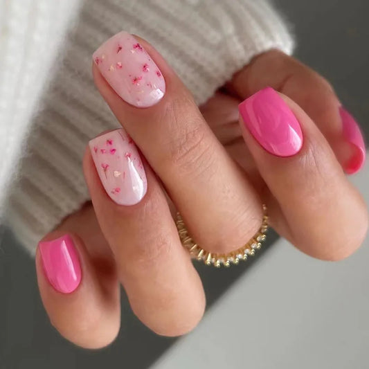 24 st kort fyrkantiga falska naglar franska leopardtryck färgade prickar nagelips Tryck på naglar 2023 Nya DIY Manicure Tools