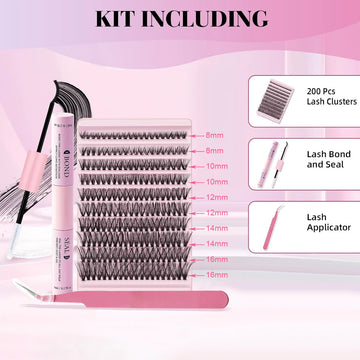 Bond and Seal Eyelashes 40D Individual lash extension with Glue Clusters Makeup tools DIY Lashes Extension kit for gluing Lashes