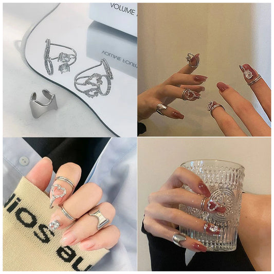 Recém -chegados moda zircon unhas de dedão fotonhão anel de ouro manchado de manicure articula de manicure para mulheres jóias da moda adolescente