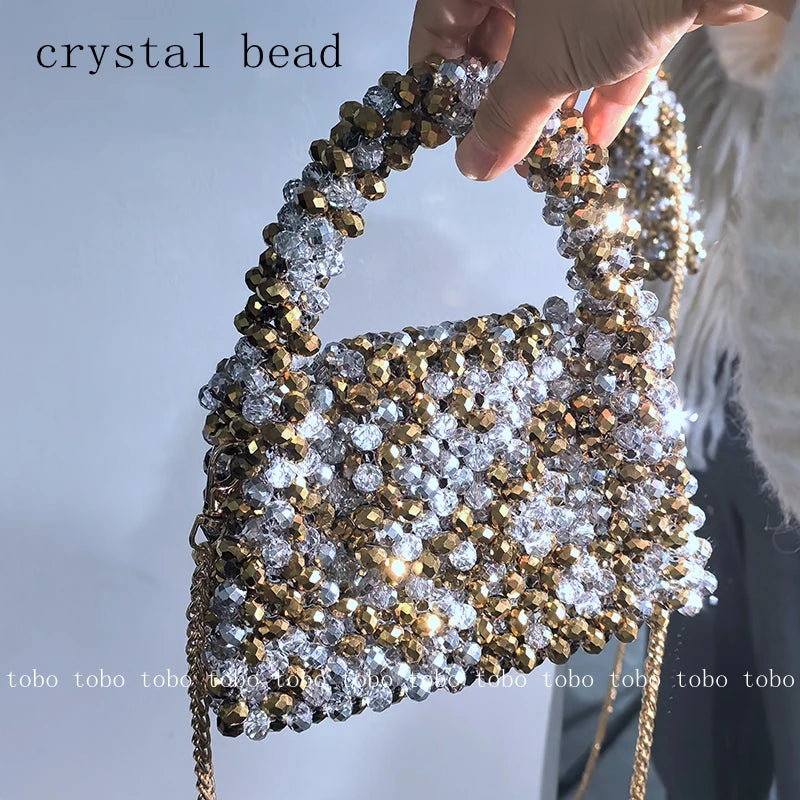 Vintage Crystal Bling Bolsa Bolsa de Cadeia Metal Longa de Luxo para Mulheres para Mulheres Bolsa de Festas de Evening